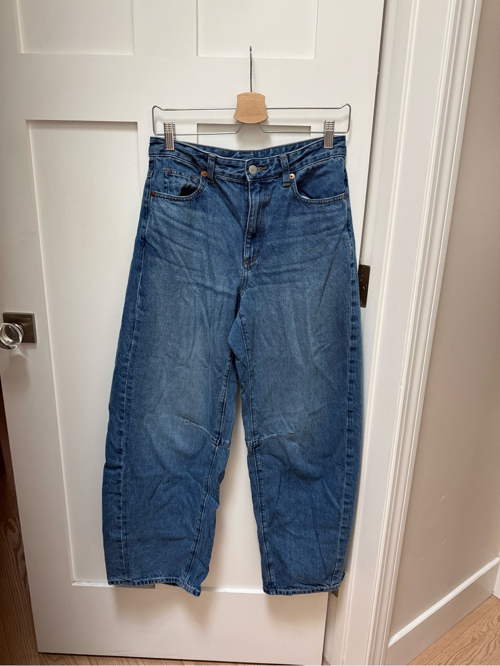 GU Barrel Wide Leg blue Denim Jeans